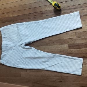 LOFT white and black pinstriped Marisa pant.